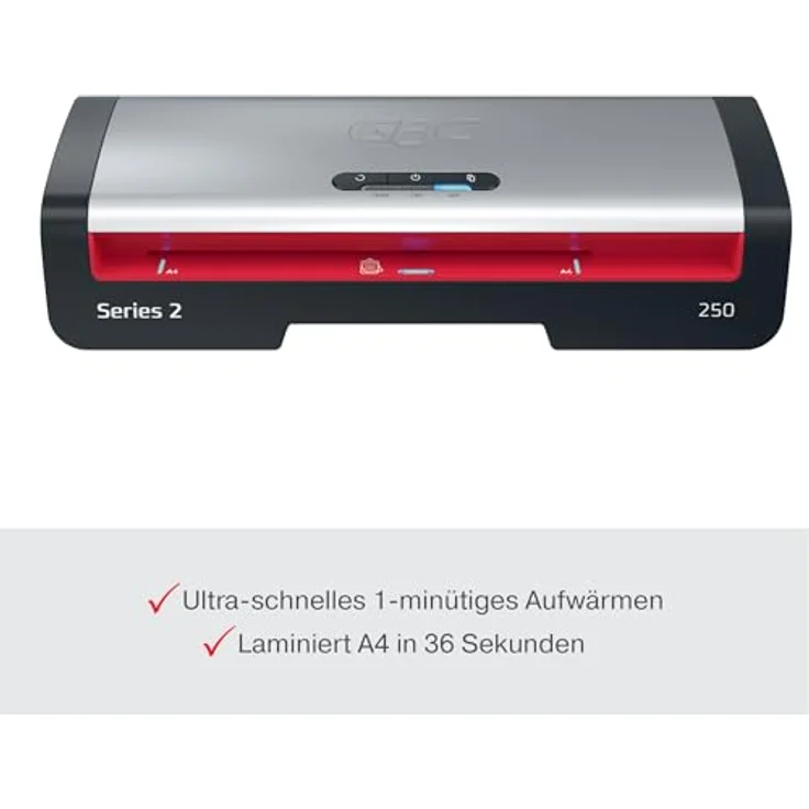 GBC Laminiergerät 250 - A4 Laminierer mit 75-125 µm Folienstärke, 500 mm/min Geschwindigkeit, SMART-Status-LEDs, Abschaltautomatik, inkl. 5 A4-Folien – Bild 4
