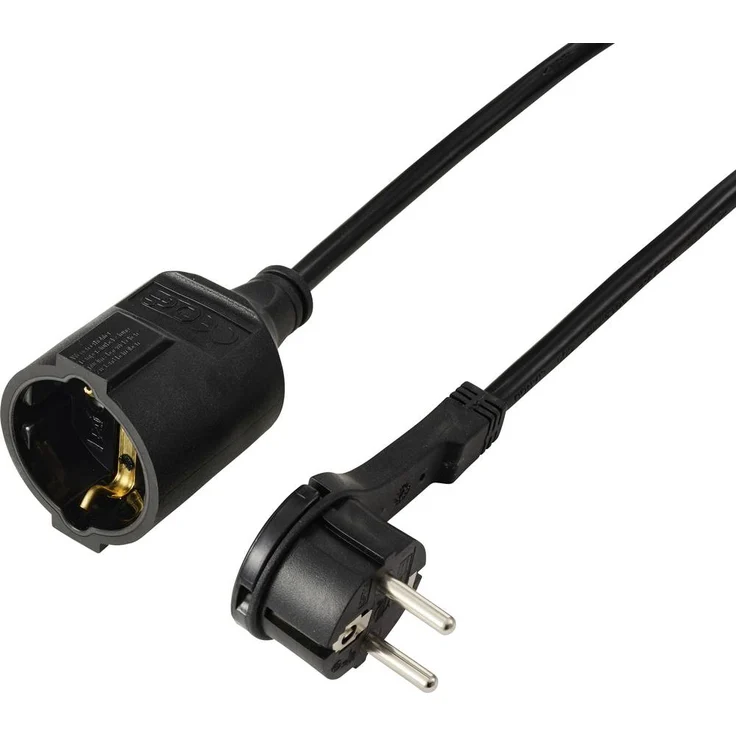 Sygonix SY-7169684 Verlängerungskabel 16A, 2.00m, Flachstecker, erhöhten Berührungsschutz, schwarz