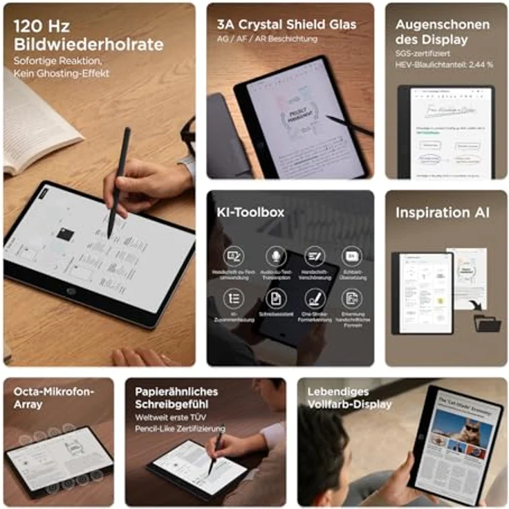 TCL NXTPAPER Note A1, 11.5 Zoll Tablet, 2200 x 1440 Pixel, 256 GB Speicher, 8 GB RAM, Android 16, Grau – Bild 2