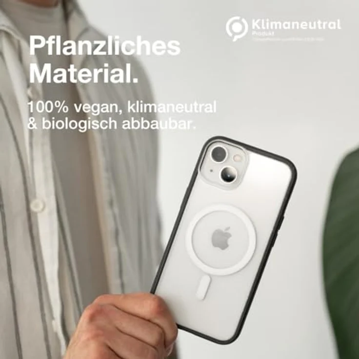 Woodcessories - Magnetisches Bio Clear Case transparent für iPhone 15,kompatibel mit MagSafe, Hülle durchsichtig mit Magnet, schwarz klar, Nachhaltig – Bild 2