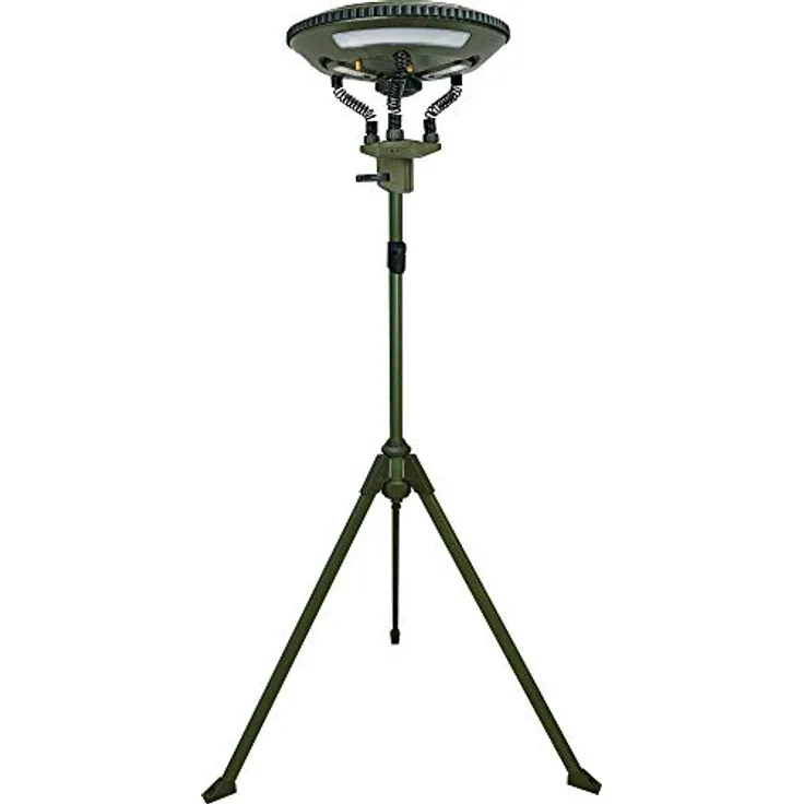 SCHWAIGER CALED200 511 LED Campinglampe Solarlampe auf Stativ Bluetooth Lautsprecher abnehmbare Leuchten IP43 geschützt dimmbar Akkubetrieb Batteriebetrieb inkl. Tasche und Heringe olivgrün