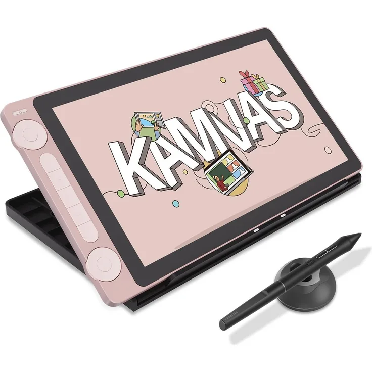HUION Kamvas 13 Gen 3, Grafiktablett in Rosa mit 13,3 Zoll Screen, verbessertem Canvas-Glas und 99 % sRGB Farbdeckung