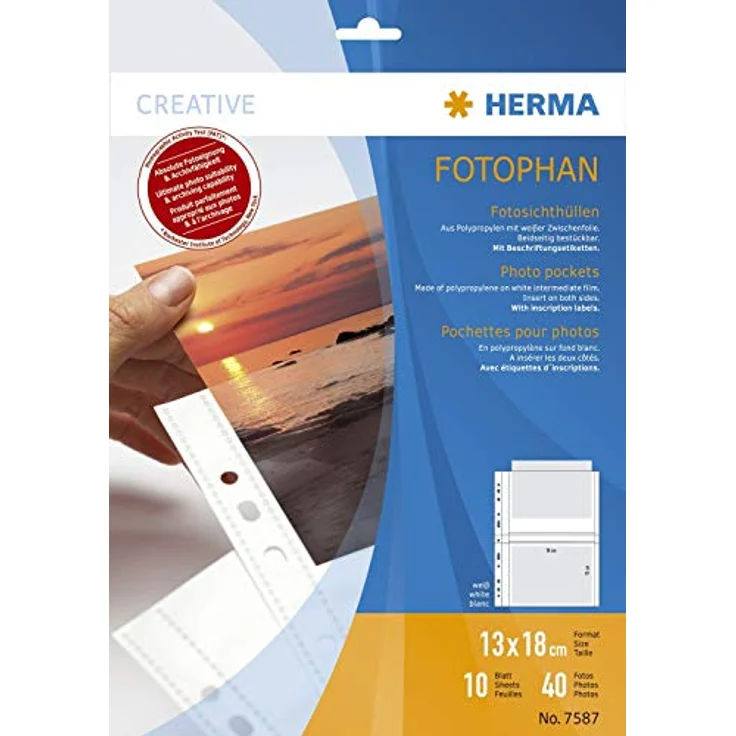 HERMA Fotoalbum Fotohüllen 13x18 weiß 7587, Fotophan-Sichthüllen 13x18cm quer, 10 Hüllen – Bild 2