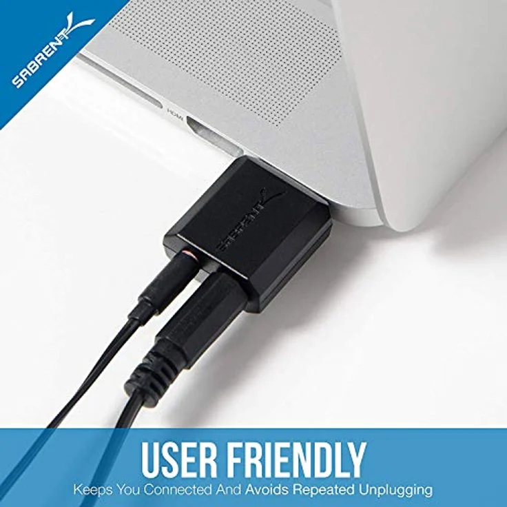 SABRENT USB auf kopfhörer | USB auf Klinke 3,5 mm | 3D Stereo USB Externe Soundkarte | Kopfhörer auf Klinke | Audio zu USB Adapter | USB soundkart konverter, for PS4, PS5, Windows und Mac (AU-MMSA) – Bild 5