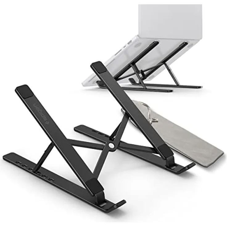 Spigen Universal Faltbarer Laptop-Ständer mit 6 Stufen und Mehreren Winkeln Kompatibel mit Laptops von 10-15.6 Zoll, Silber