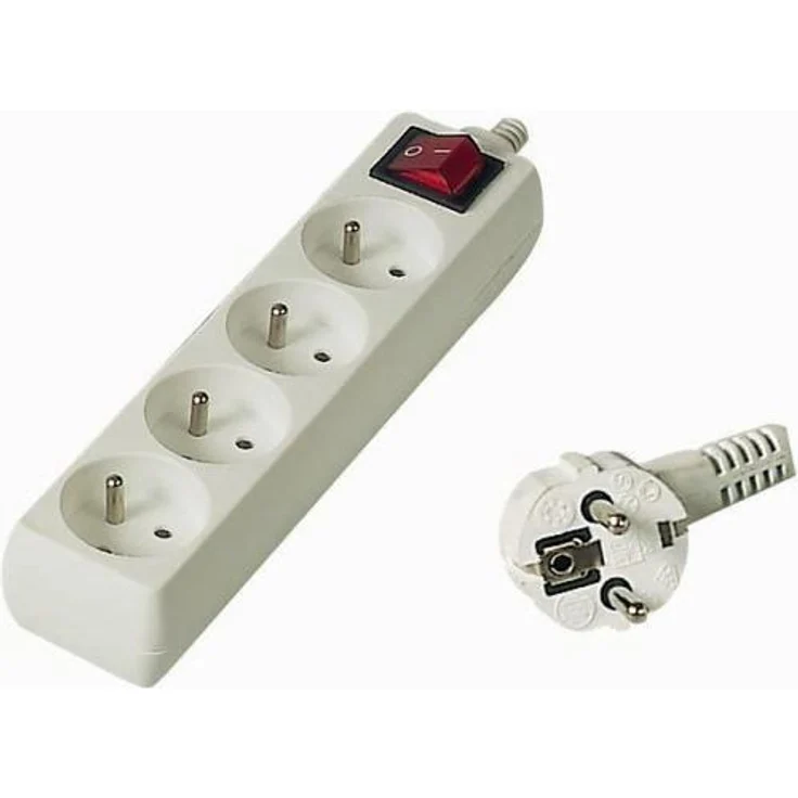 PremiumCord Steckdosenleiste 4-fach, 2 m, CEE 7/5, Nennleistung bis 2300 Watt, weiss