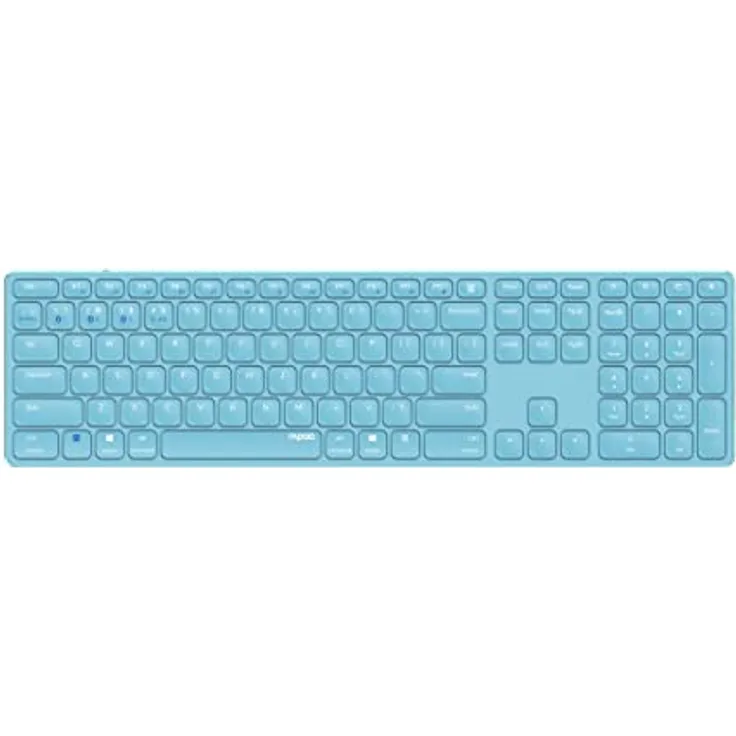 Rapoo E9800M kabellose Tastatur Wireless Keyboard wiederaufladbarer Akku flaches Aluminium Design DE-Layout QWERTZ PC & Mac - blau