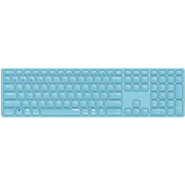 Rapoo E9800M kabellose Tastatur Wireless Keyboard wiederaufladbarer Akku flaches Aluminium Design DE-Layout QWERTZ PC & Mac - blau – Bild 1