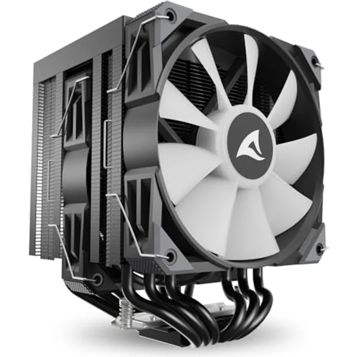 Sharkoon A60 RGB Black Air Cooler, leistungsstarker CPU Kühler mit 121,55 m³/h Luftstrom, 500-1800 RPM, RGB-LED-Beleuchtung, Schwarz – Bild 2