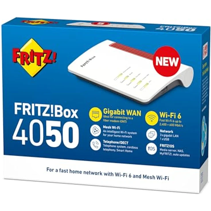 AVM Fritz!Box 4050 WLAN 6 Dual Band Router bis zu 3.000 Mbit/s, für Operator und ONT Modem 1x Wan Gb, 3X LAN Gb, 1x USB, Access Point, Mesh, DECT, Medienserver, VPN, VOIP, blau – Bild 5