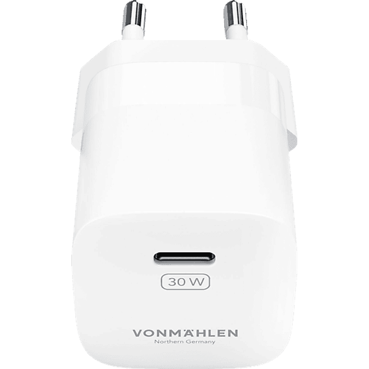 VONMÄHLEN Unity GaN Mini-Ladegerät, 30W USB-C Schnellladung, Weiß
