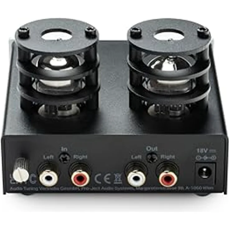 Pro-Ject Tube Box E, Volldiskreter Röhren Phono-Vorverstärker mit einstellbarer Verstärkung, Subsonik Filter und 2x austauschbaren ECC83 Röhren, schwarz – Bild 2