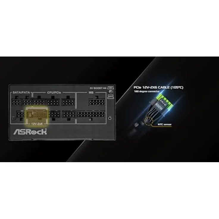 ASRock Netzteil ASROCK PG-850G, 850 W, 80 Plus Gold/A, modulares Design, PCI-E 5.1 x1, PCI-E (6+2 Pin) x3, SATA x9, schwarz – Bild 8