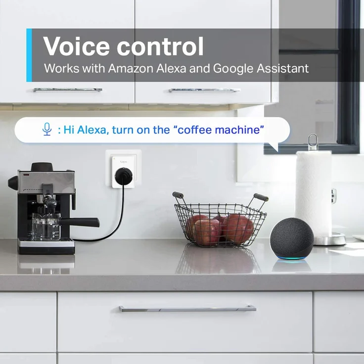 TP-Link Tapo P100 WLAN Smart Steckdose, Smart Home WiFi Steckdose, funktioniert mit Amazon Alexa, Google Home, Tapo App, Sprachsteuerung, Fernzugriff, kein Hub notwendig, weiß – Bild 4