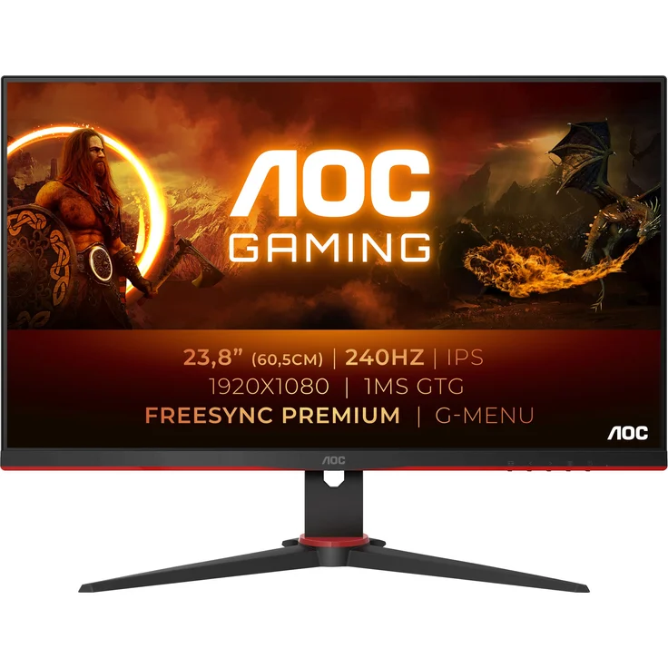 AOC 24G2ZE-BK - 24 Zoll, Full HD (1920 x 1080 Pixel), TN-Panel, 240Hz, 0,5ms, 350cd-m² (24G2ZE-BK) – Bild 2