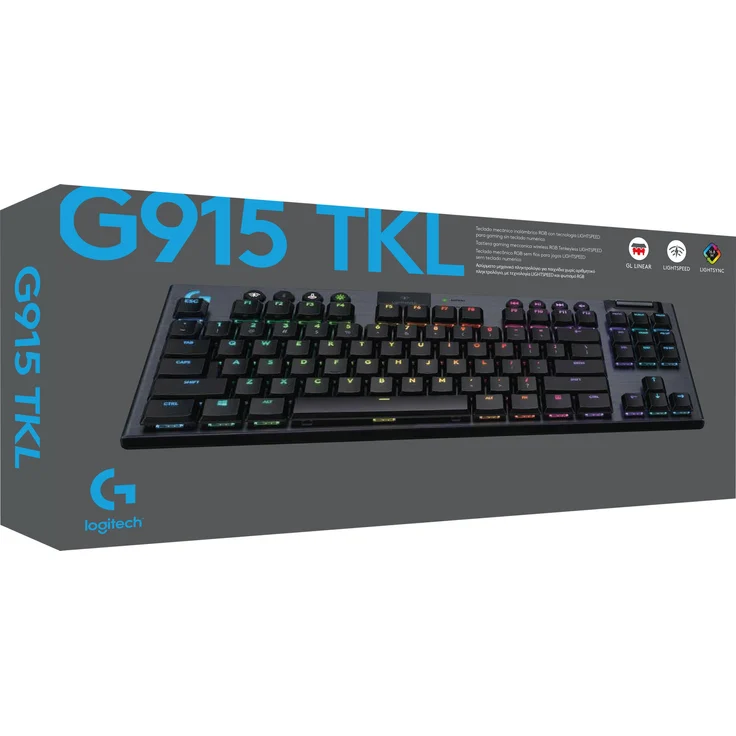 Logitech G915 TKL kabellose mechanische LIGHTSPEED RGB Gaming-Tastatur ohne Ziffernblock, mehrere Switches mit flachem Profil zur Auswahl, LIGHTSYNC RGB, Tactile - Schwarz (DE QWERTZ) – Bild 3