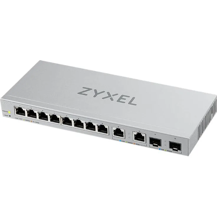 Zyxel Multiigabit Switch mit 12 webverwalteten Ports mit 2 Ports 2,5 G-2 Ports 10 G SFP+ für Büro-Wand, 5 Jahre [XGS1210-12]
