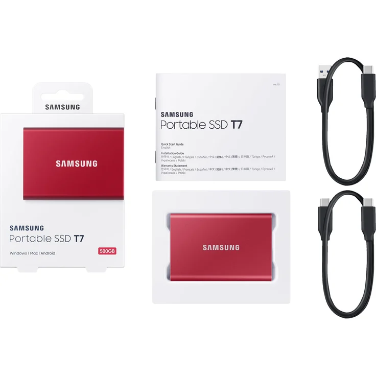 Samsung T7 MU-PC500R - Solid-State-Disk - verschlüsselt - 500 GB - extern (tragbar) - USB 3.2 Gen 2 (USB-C Steckverbinder) - 256-Bit-AES - metallisch rot (MU-PC500R/WW) – Bild 7