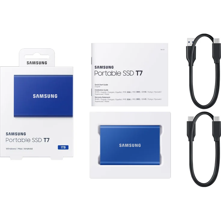 Samsung T7 MU-PC1T0H - Solid-State-Disk - verschlüsselt - 1 TB - extern (tragbar) - USB 3.2 Gen 2 (USB-C Steckverbinder) - 256-Bit-AES - Indigo-Blau (MU-PC1T0H/WW) – Bild 5