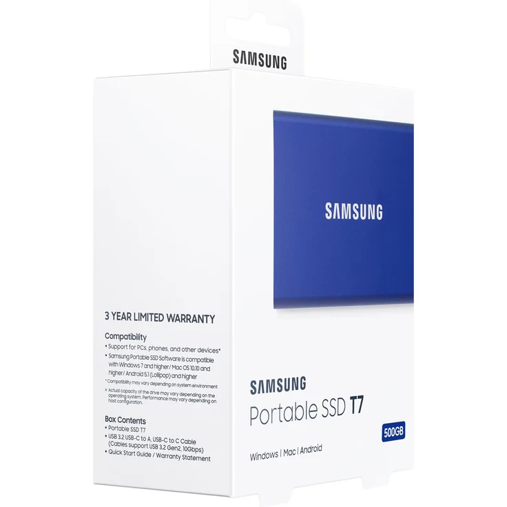 Samsung T7 MU-PC500H - Solid-State-Disk - verschlüsselt - 500 GB - extern (tragbar) - USB 3.2 Gen 2 (USB-C Steckverbinder) - 256-Bit-AES - Indigo-Blau (MU-PC500H/WW) – Bild 10
