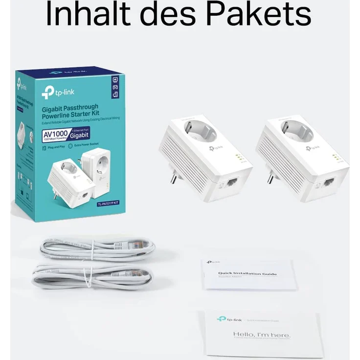 TP-Link AV1000 - Gigabit Passthrough Powerline Starter Kit - Bridge - GigE, HomePlug AV (HPAV), HomePlug AV (HPAV) 2.0, IEEE 1901 - an Wandsteckdose anschließbar (Packung mit 2) (TL-PA7017P KIT) – Bild 3