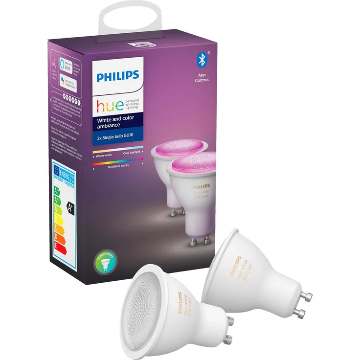 Philips Hue White & Color Ambiance GU10 LED Lampe Doppelpack, dimmbar, bis zu 16 Millionen Farben, steuerbar via App, kompatibel mit Amazon Alexa (Echo, Echo Dot), 2er Pack – Bild 2
