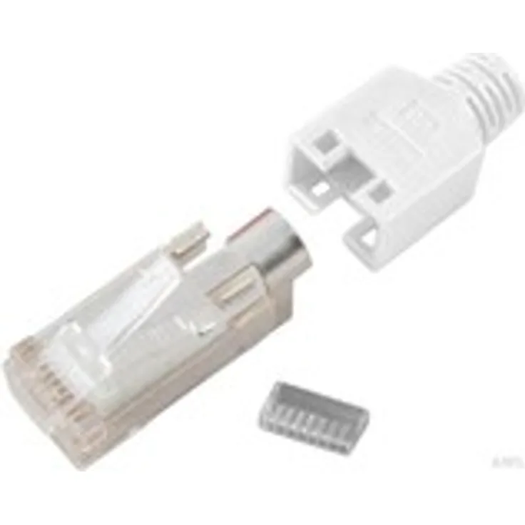 HIROSE RJ45-Hirose Stecker STP, TM11 beige, 1 Stück, 3 Elemente, Cat.5e Bis 100 MHz (Cat.5e) für LitzenGeschirmte Ausführung, Aderisolierung ca. 0.9 - 1.0 mm., Kabeldurchmesser max. 5.8 mm
