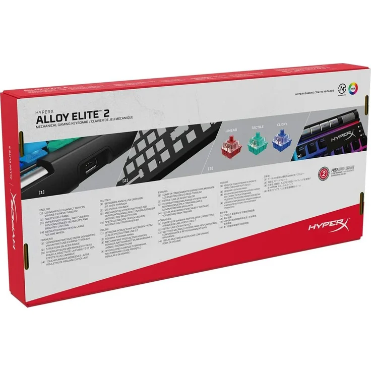 HyperX Alloy Elite 2 Mechanical Gaming - Tastatur - Hintergrundbeleuchtung - USB - Deutsch QWERTZ - HyperX Red (HKBE2X-1X-DE/G) – Bild 8