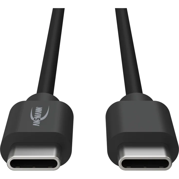 ANSMANN Hochwertiges Typ-C-Typ-C USB Daten- und Ladekabel mit Einer Länge von 120 cm, sehr robust durch PVC-freien TPE-Kunststoff und Aluminium-Steckergehäuse mit integrierter Zugentlastung