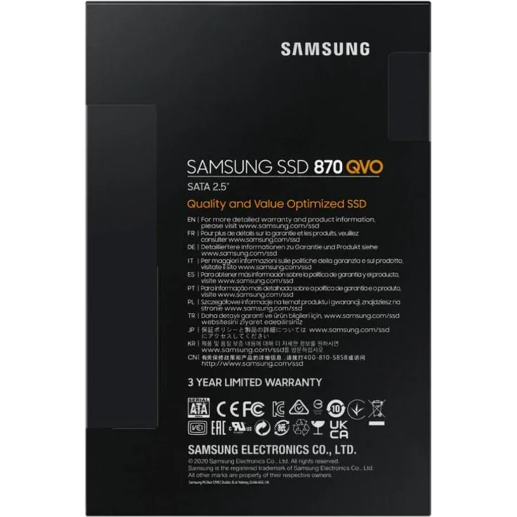 Samsung 870 QVO MZ-77Q1T0BW - Solid-State-Disk - verschlüsselt - 1 TB - intern - 2.5 Zoll (6.4 cm) - SATA 6Gb/s - Puffer: 1 GB - 256-Bit-AES - TCG Opal Encryption (MZ-77Q1T0BW) – Bild 7