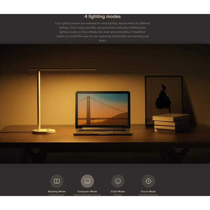 Xiaomi Mi Smart LED Desk Lamp 1S, Schreibtischlampe mit iOS/Android App Anbindung, Dimmbar, Lichtfarbe Kalt- bis Warmweiß wählbar, 9 Watt, 30 - 520 Lumen, 2600 - 5000 Kelvin, unterstützt Sprachassistenten – Bild 7