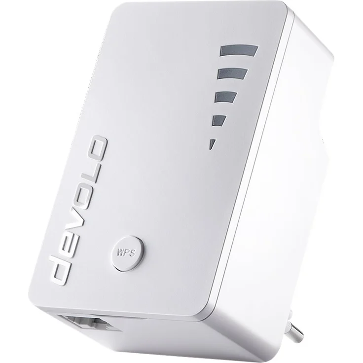 devolo WiFi Repeater ac (1200 Mbit-s, 1x Gigabit Ethernet LAN Port, WPS, WLAN Repeater und WLAN Verstärker, WiFi Extender, 5 stufige Signalstärkeanzeige, Accesspoint-Funktion, kompaktes Design) weiß – Bild 1