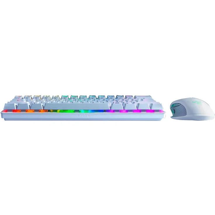 Razer Huntsman Mini Mercury (Red Switch) - Compact Gaming Keyboard (Kompakte 60% Tastatur mit Linear Opto-Mechanischen Schaltern, PBT-Tastenkappen, abnehmbares USB-C Kabel) US-Layout QWERTY, weiß – Bild 3