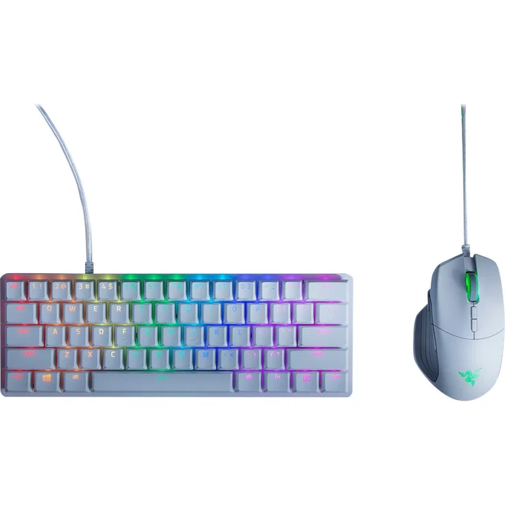 Razer Huntsman Mini Mercury (Red Switch) - Compact Gaming Keyboard (Kompakte 60% Tastatur mit Linear Opto-Mechanischen Schaltern, PBT-Tastenkappen, abnehmbares USB-C Kabel) US-Layout QWERTY, weiß – Bild 5