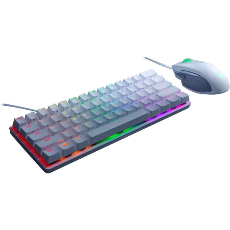 Razer Huntsman Mini Mercury (Red Switch) - Compact Gaming Keyboard (Kompakte 60% Tastatur mit Linear Opto-Mechanischen Schaltern, PBT-Tastenkappen, abnehmbares USB-C Kabel) US-Layout QWERTY, weiß – Bild 2
