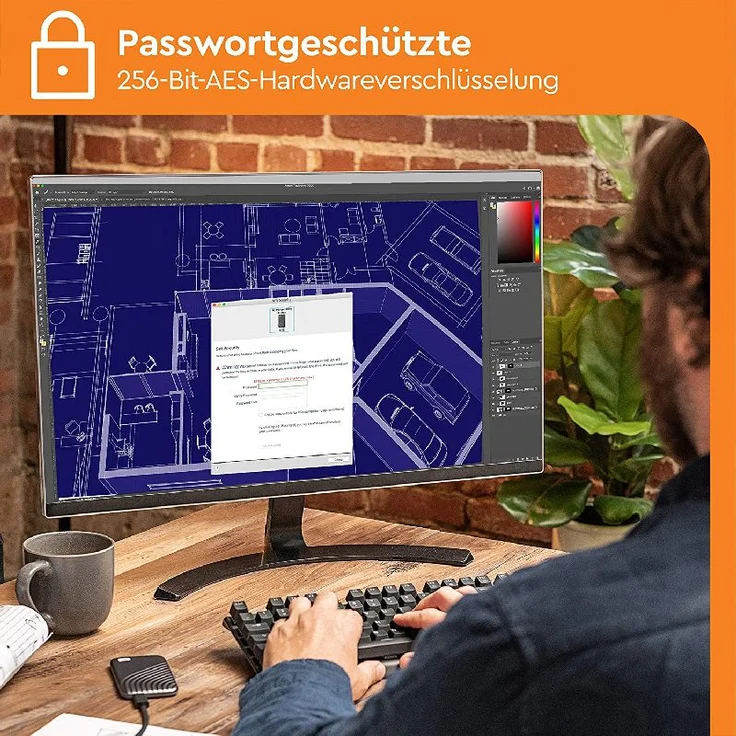 WD My Passport SSD WDBAGF5000AGY - Solid-State-Disk - verschlüsselt - 500 GB - extern (tragbar) - USB 3.2 Gen 2 (USB-C Steckverbinder) - 256-Bit-AES - Space-grau (WDBAGF5000AGY-WESN) – Bild 11