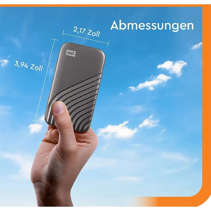 WD My Passport SSD WDBAGF0010BGY - Solid-State-Disk - verschlüsselt - 1 TB - extern (tragbar) - USB 3.2 Gen 2 (USB-C Steckverbinder) - 256-Bit-AES - Space-grau (WDBAGF0010BGY-WESN) – Bild 10