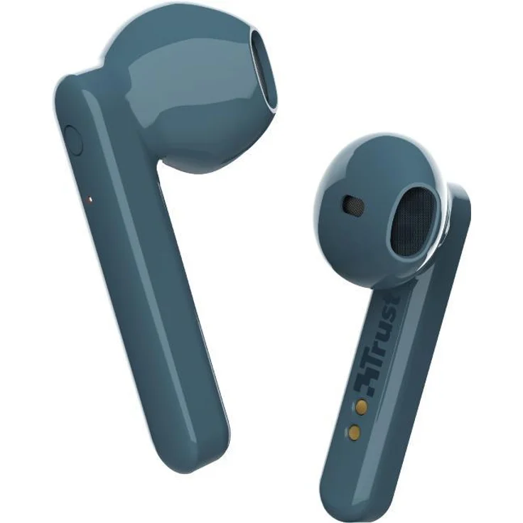 Trust Mobile Primo Touch Bluetooth Kopfhörer in Ear, Kabellose Ohrhörer, True Wireless Earbuds mit Ladecase (TWS, Mit Mikrofon, 10H Spielzeit) Blau – Bild 2