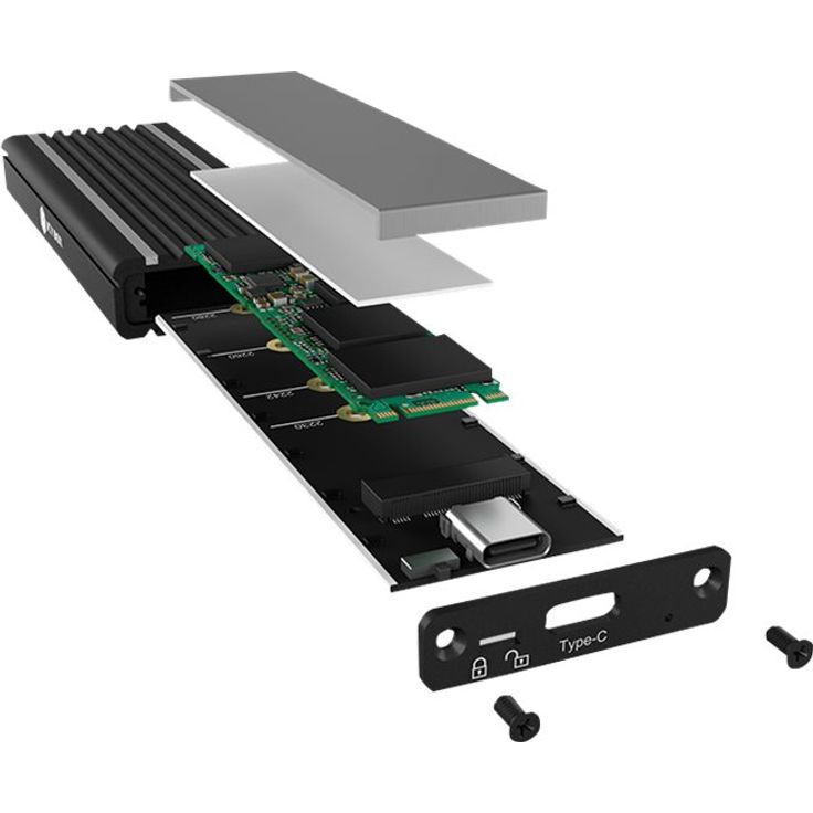 ICY BOX M.2 NVMe Gehäuse mit USB 3.1 Gen2, RGB LED Beleuchtung, Kühlsystem, USB-C, USB-A, PCIe M-Key SSD, Aluminium, Schwarz, IB-1824ML-C31 – Bild 5