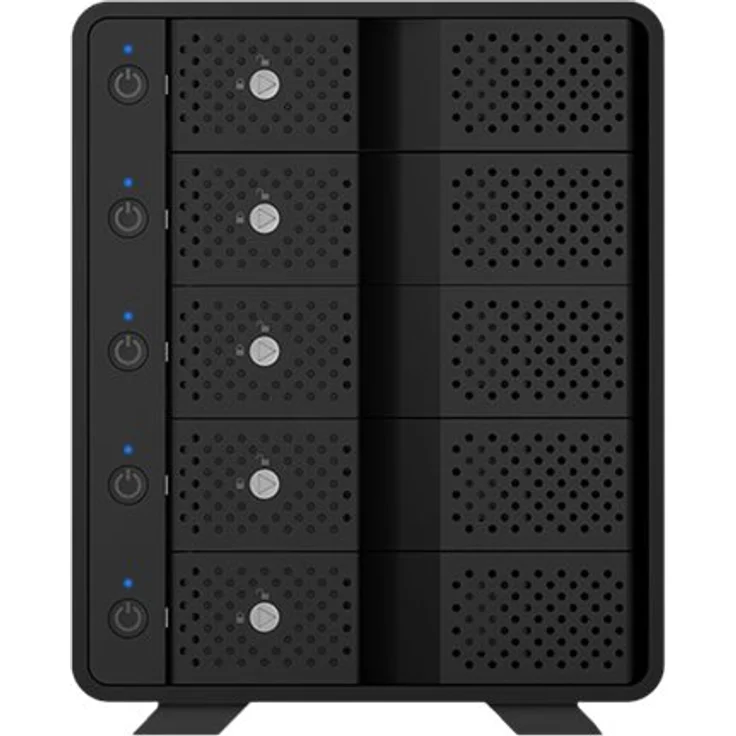 ICY BOX 5-Fach Festplattengehäuse für 3,5 Zoll Festplatten, einzeln schaltbar, trägerlos, USB 3.1 Gen2 (USB-C, USB-A), Lüfter, Aluminium, Schwarz – Bild 1