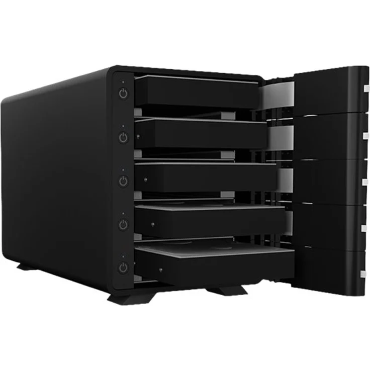 ICY BOX 5-Fach Festplattengehäuse für 3,5 Zoll Festplatten, einzeln schaltbar, trägerlos, USB 3.1 Gen2 (USB-C, USB-A), Lüfter, Aluminium, Schwarz – Bild 3