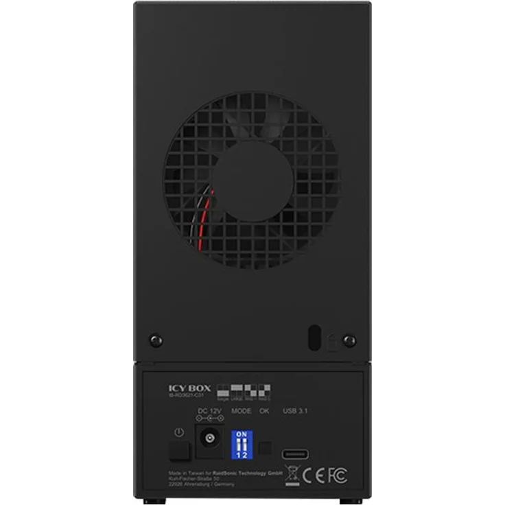 ICY BOX USB RAID Gehäuse für 2 Festplatten, 2,5 Zoll & 3,5 Zoll, USB 3.1 Gen2 (10 Gbit-s), USB-C, RAID 1, 0, JBOD, Lüfter, extern, Schwarz – Bild 6