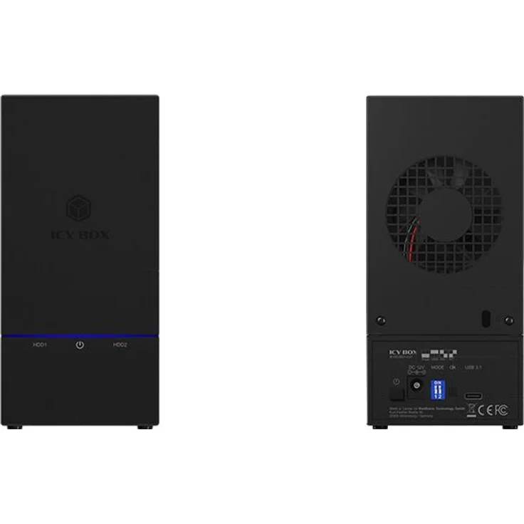 ICY BOX USB RAID Gehäuse für 2 Festplatten, 2,5 Zoll & 3,5 Zoll, USB 3.1 Gen2 (10 Gbit-s), USB-C, RAID 1, 0, JBOD, Lüfter, extern, Schwarz – Bild 7