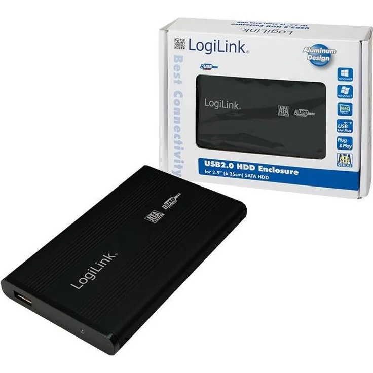 LogiLink Festplattengehäuse 2,5 Zoll S-ATA USB 2.0 Alu, schwarz [UA0041B] – Bild 2