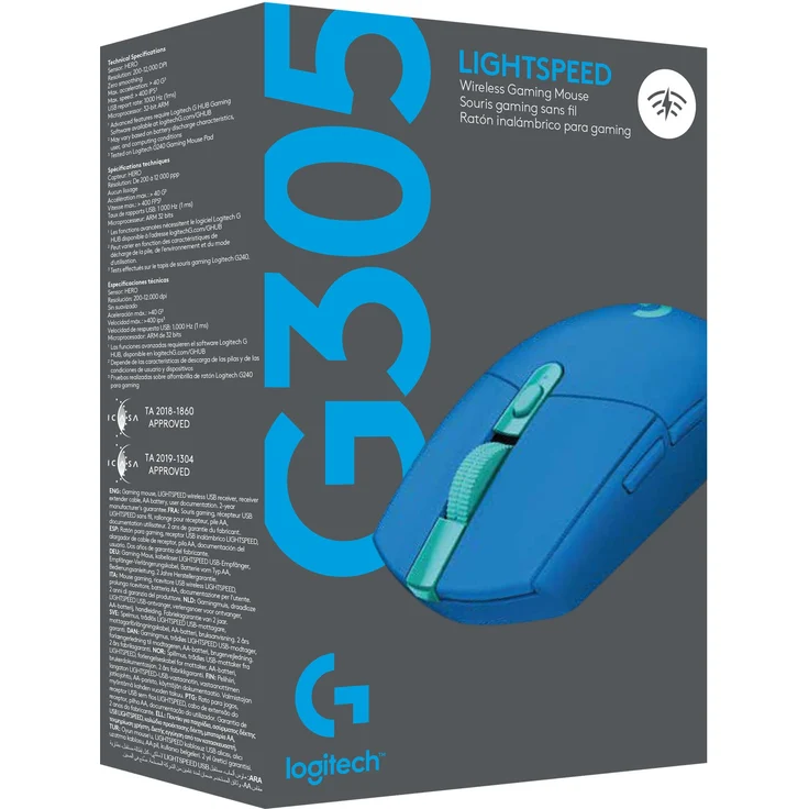 Logitech G305 LIGHTSPEED kabellose Gaming-Maus, HERO 12000 DPI Sensor, 6 Programmierbare Tasten, 250 Stunden Akkulaufzeit, Anpassbare Spielprofile, Leichtgewicht, PC-Mac, Blau - Deutsche Verpackung – Bild 3