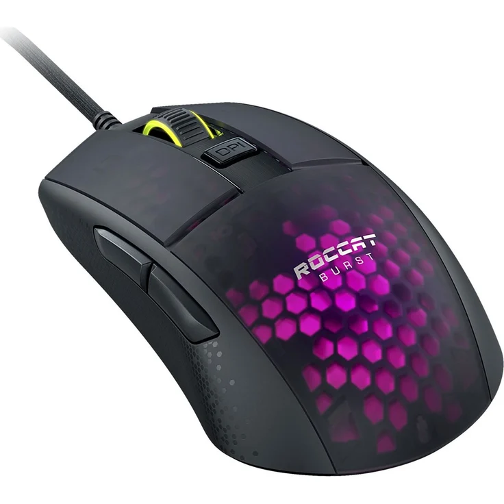 Roccat Burst Pro - Extrem leichte Optical Pro Gaming Maus (hohe Präzision, Optischer Owl-Eye Sensor (100 bis 16.000 Dpi), RGB AIMO LED Beleuchtung, 68g leicht, Designt in Deutschland), schwarz – Bild 5