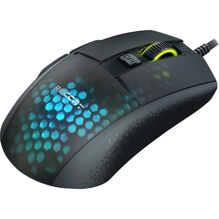 Roccat Burst Pro - Extrem leichte Optical Pro Gaming Maus (hohe Präzision, Optischer Owl-Eye Sensor (100 bis 16.000 Dpi), RGB AIMO LED Beleuchtung, 68g leicht, Designt in Deutschland), schwarz – Bild 4