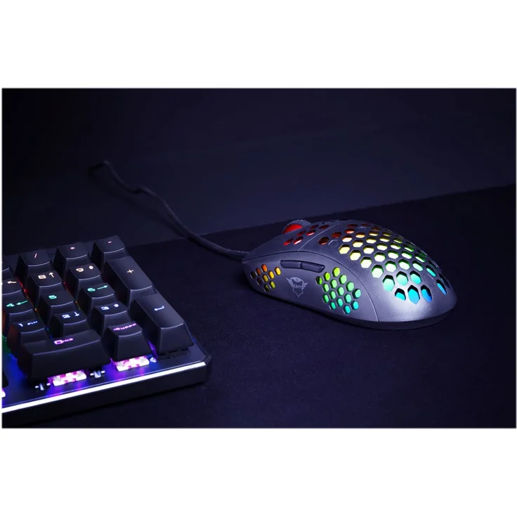 Trust Gaming GXT 960 Graphin Leichte RGB-beleuchtete Gaming Maus (Mouse mit mit Honigwabenmantel, 74 g, bis 10.000 DPI, Einstellbare Pollrate bis zu 1000 Hz) Schwarz – Bild 8