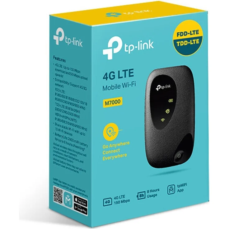 TP-Link M7000 mobiler WLAN Router (4G/LTE bis zu 150 Mbit/s Download, 50 Mbit/s Upload, Hotspot, Cat4, 2000 mAh Akku, kompatibel mit allen europäischen SIM Karten, ohne Display) schwarz – Bild 7