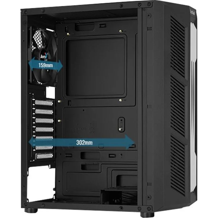 Aerocool Prime, ATX PC-Gehäuse, ARGB Dreifach-Front, Gehärtetes Glas,Lüfter 12cm – Bild 5